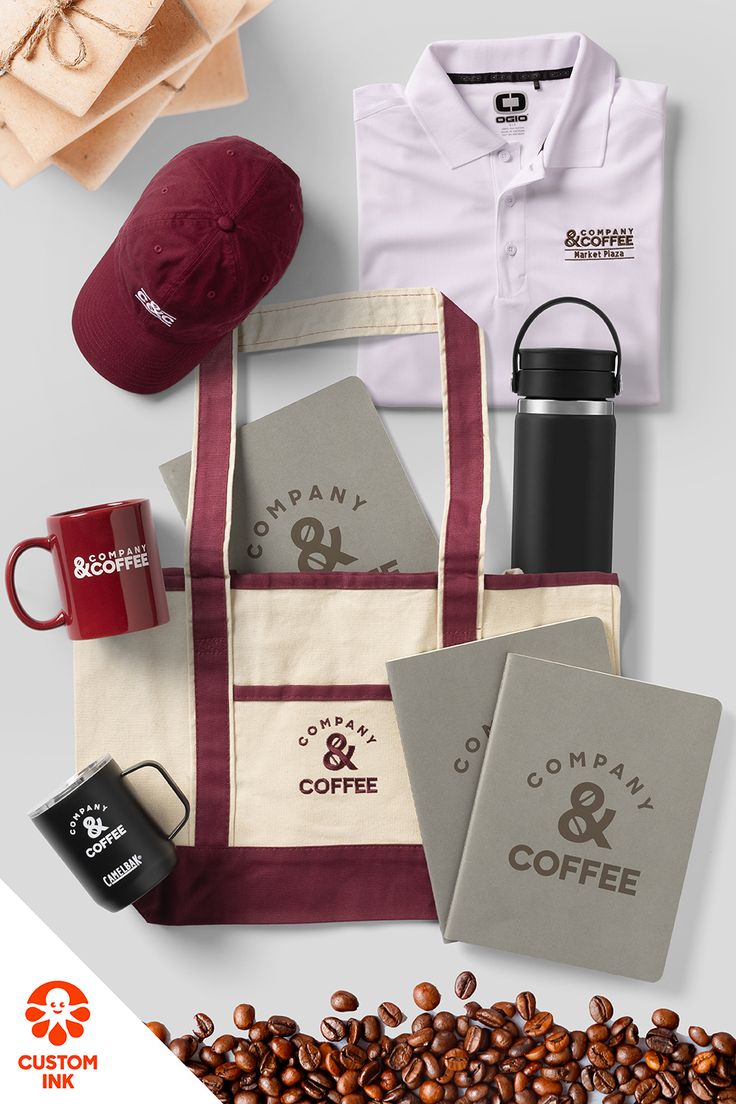 the coffee bag is surrounded by other items