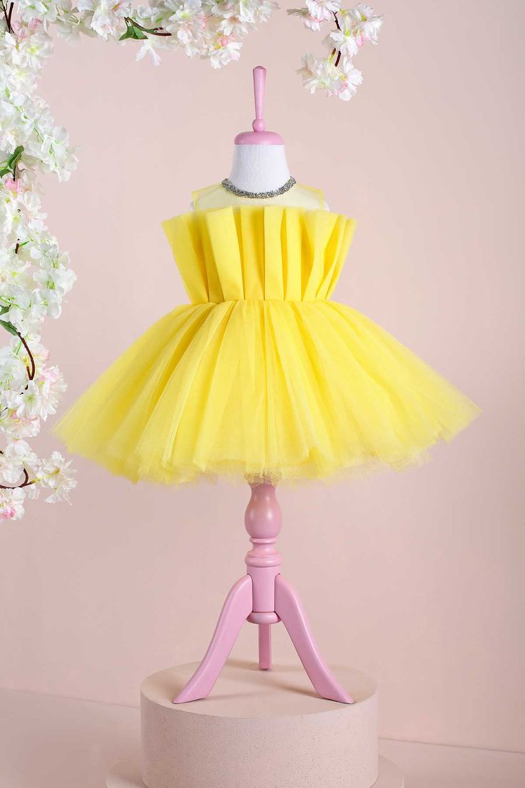 Eliza Yellow Party Dress Yellow Tulle Dress, Yellow Party Dress, Silver Flower Girl Dress, Toddler Girl Christmas Dresses, Yellow Party Dresses, Girls Gold Dress, Custom Design Dress, Purple Flower Girl Dress, Girl Green Dress