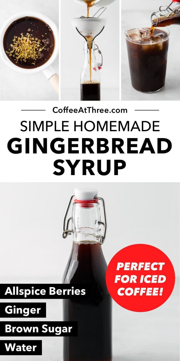 the recipe for gingerbread syrup is shown with instructions to make it and how to use it