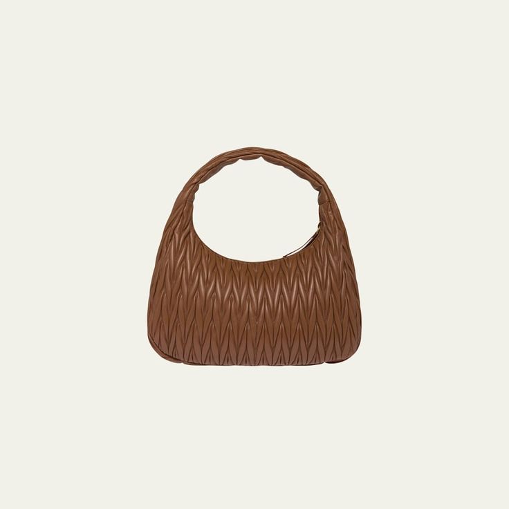 Miu Miu hobo bag in quilted lambskin leather Shoulder strap Zip top closure  Interior, one zip pocket  Approx. 12.2"H x 15.7"W x 3.7"D Made in Italy Leather Hobo Bag, Leather Hobo, Quilted Leather, Zip Top, Lambskin Leather, Hobo Bag, Miu Miu, Zip Pockets, Tops Designs