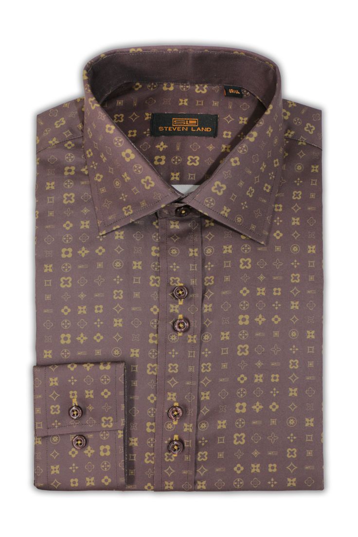 Steven Land Dress shirt |Satin Motif Pattern | Point Collar | Button Cuff   Introducing our stunning motif pattern, elegantly printed on a soft and luxurious 100% cotton sateen fabric. The intricate design is sure to make a statement in any room. This luxurious fabric is comfortable to touch and provides a smooth, silk Designer Silk Printed Shirt, Designer Formal Shirt With Floral Print, Luxury Silk Shirt With Floral Print, Elegant Shirt With Floral Print And Spread Collar, Formal Cotton Shirt With Floral Print, Formal Long Sleeve Printed Shirt, Printed Long Sleeve Shirt For Formal Occasions, Designer Patterned Printed Shirt, Formal Shirt With Pattern And Spread Collar