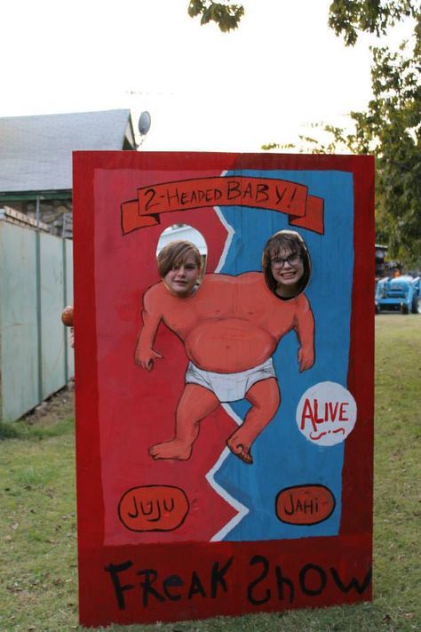 a cardboard cut out of two children's bodies