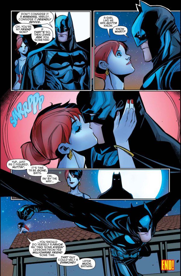 batman and batgirl kissing in the dark knight comics, with one being kissed by another