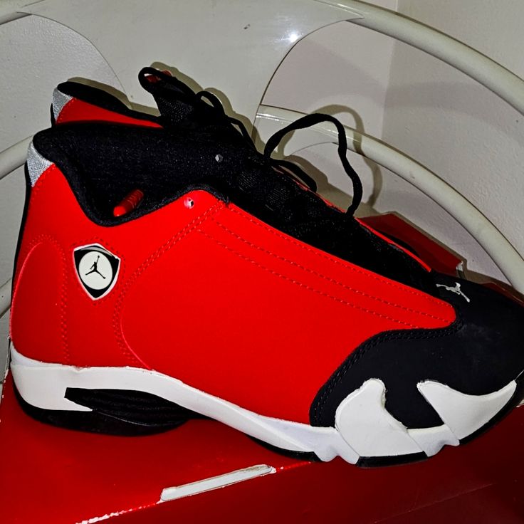 Jordan Air 14 Retro Red New / Never Been Worn. University Red Lace-up Jordan Shoes, Sporty Leather Running Shoes With Red Sole, Red Lace-up Sneakers With Contrast Sole, University Red Low-top Jordan Shoes With Branded Insole, University Red Jordan Shoes With Rubber Sole, Red Low-top Jordan Shoes With Boost Midsole, Sporty Jordan Low-top Shoes With Red Sole, Jordan Lace-up Running Shoes With Rubber Sole, Sporty Jordan Shoes With Red Sole Low-top