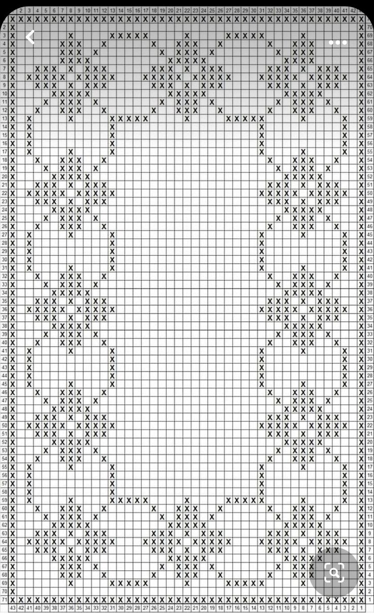 a cross stitch pattern with numbers and dots on the bottom, as well as an image of