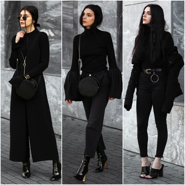 Edgy Work Outfits, Black Closet, Corporate Goth, Casual Goth, Black Wardrobe, All Black Fashion, Dark Outfits, Black Clothing, Looks Black