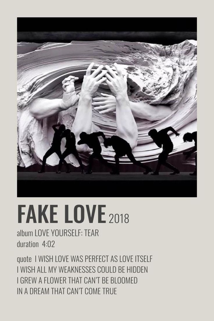 the fake love tour poster is shown in black and white, with hands reaching for each other