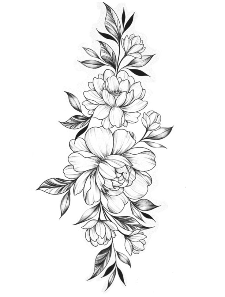 a black and white flower tattoo design