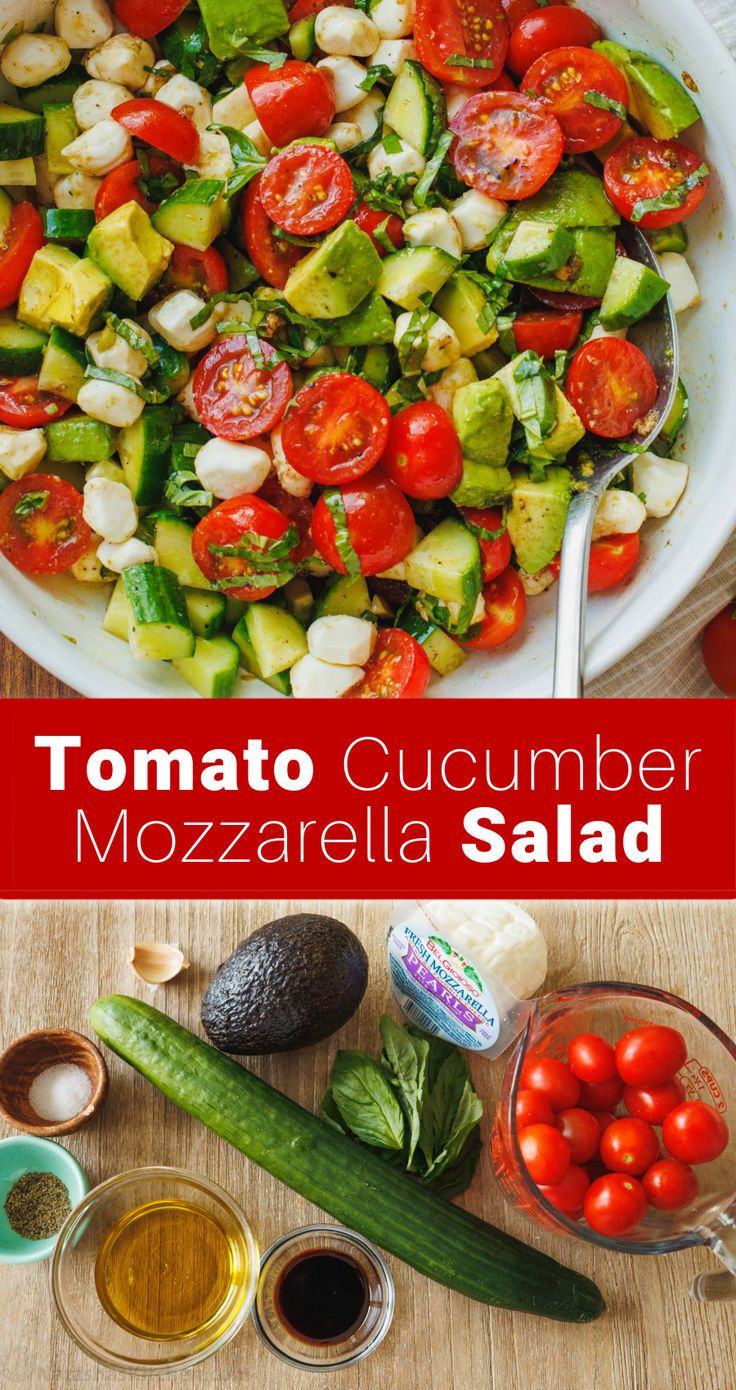 This cucumber tomato mozzarella salad recipe brings the best summer veggies together into one irresistible side dish. Tomato Cucumber Cheese Salad, Tomato Avocado Salad Mozzarella, Cucumber Tomato Mozzarella Salad Balsamic Vinegar, Tomato Cucumber And Mozzarella Salad, Cucumber Salad With Mozzarella Cheese, Cucumber Tomato Salad With Mozzarella, Tomato Cucumber Mozzarella, Cucumber And Cherry Tomato Salad, Mozzarella Cheese Salad