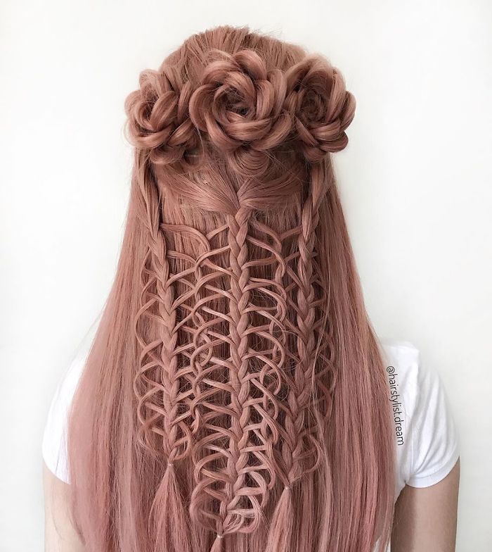 German Hairstyle, Braided Rose Hairstyle, Rose Hairstyle, Yasmina Rossi, Weaving Styles, Interesting Hairstyles, Intricate Hairstyles, Stunning Hairstyles, Instagram Famous