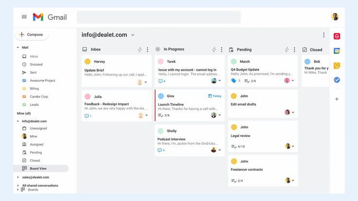 a screenshot of an inbox with several people on it