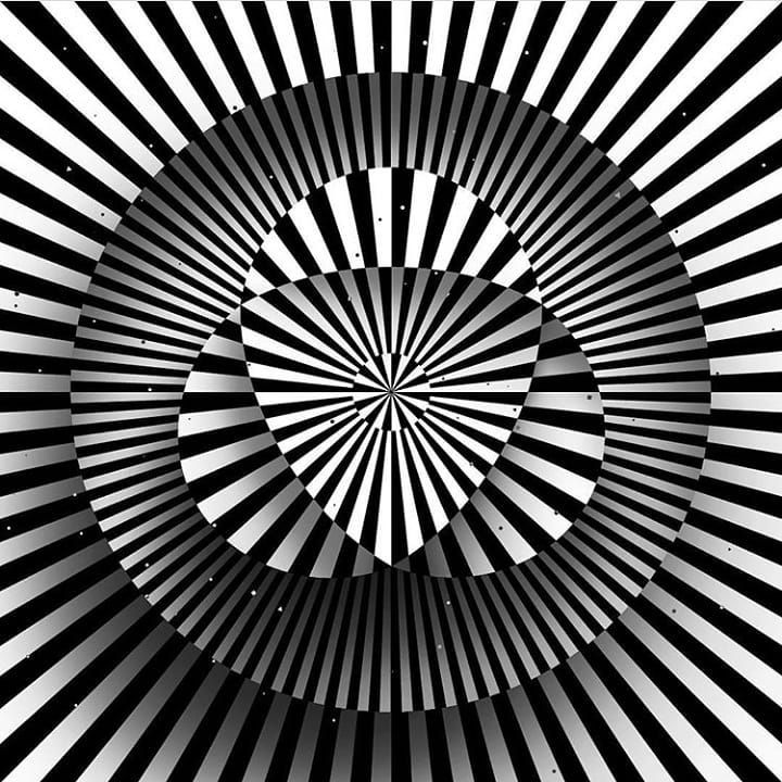 an abstract black and white background with lines in the center, forming a circular pattern