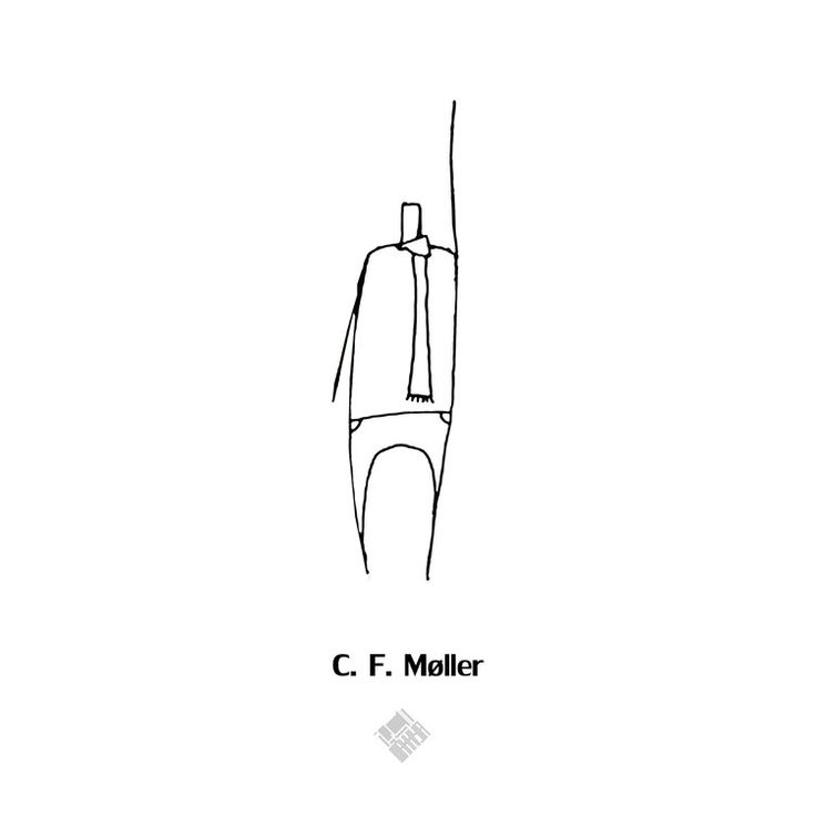 a drawing of a person standing in front of a white background with the words c f maller on it