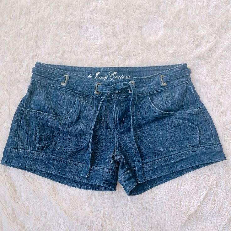 Super Cute!!!Juicy Couture Shorts New Without Tags 2 Pockets In The Front,Nice Belt Details On The Waist Band Denim Shorts Thank You And Please Take A Peek At The Other Items Listed In My Closet Y2k Short Bottoms With Belt Loops, Y2k Style Short Bottoms With Belt Loops, Y2k Denim Bottoms With Built-in Shorts, Y2k Medium Wash Short Bottoms, Nice Belt, Juicy Couture Y2k, Ferrari Jacket, Glitter Shorts, Nice Belts