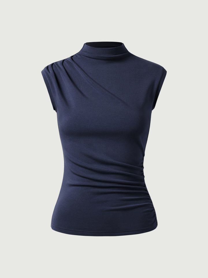 Classy Tank Tops, Elegant Stretch Top With Funnel Neck, Elegant Stretch Funnel Neck Top, Elegant Funnel Neck Stretch Top, Versatile Fitted High Neck Mock Neck Top, Chic Funnel Neck Top With High Stretch, Chic High Stretch Funnel Neck Top, Chic Ruched High Neck Tops, Chic High Neck Ruched Tops