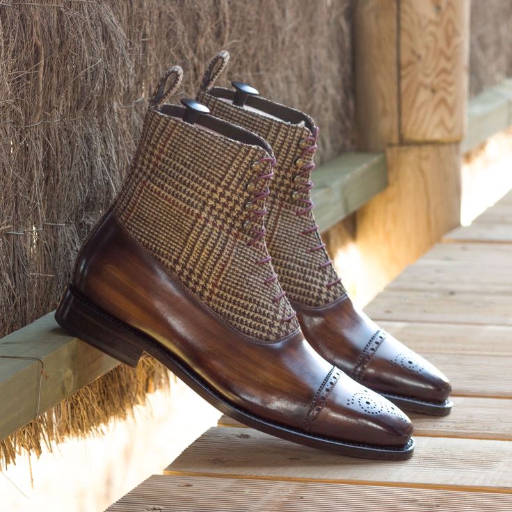 Caine Balmoral Patina Boots - Q by QS Balmoral Boots, Patina Style, Custom Design Shoes, Custom Made Shoes, Shoes Brown, Penny Loafer, Goodyear Welt, Handmade Shoes, Brown Beige