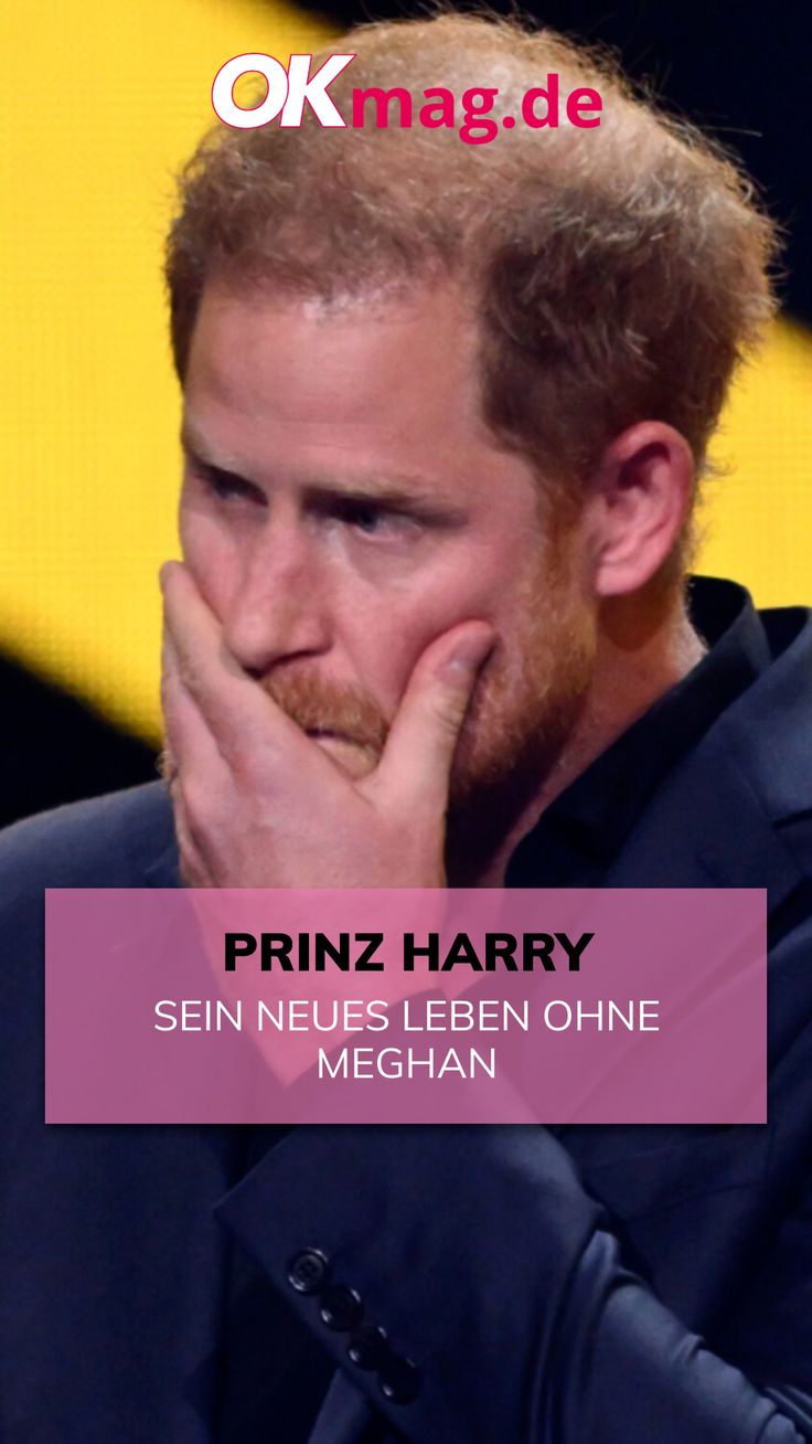 a man with his hand on his face and the words prin harry sein neues leben ohne