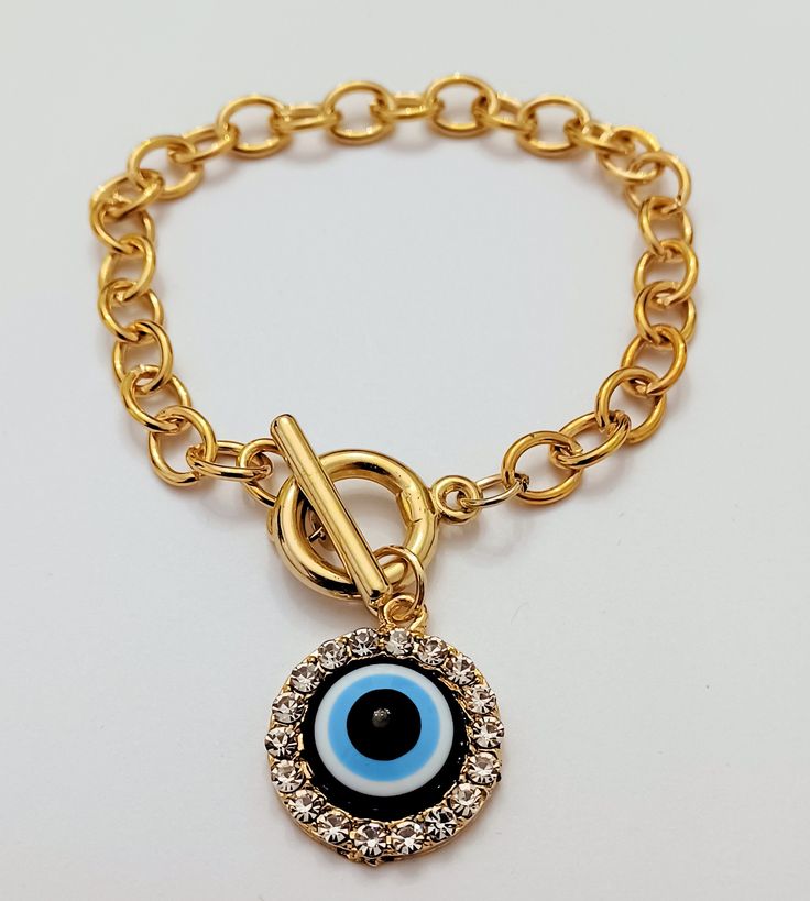 Evil Eye With Gold Chain Bracelets Gold Chain Bracelets, Gold Chain Bracelet, Chain Bracelets, Gold Bracelet Chain, Evil Eye, Chain Bracelet, Gold Chain, Gold Chains, Bracelet