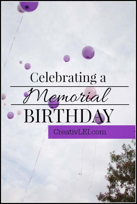 balloons flying in the air with text overlaying celebrating a memorial birthday creatively