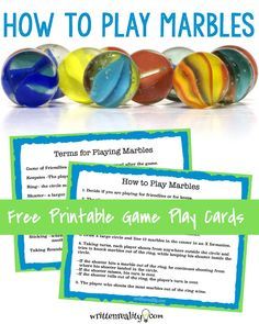 how to play marbles with free printable game cards