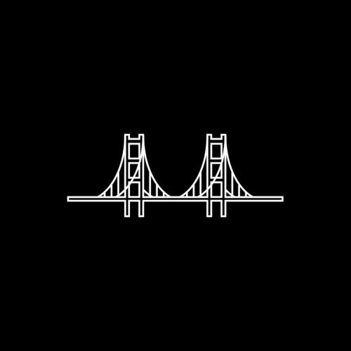 the golden gate bridge in san francisco, california is black and white on a dark background