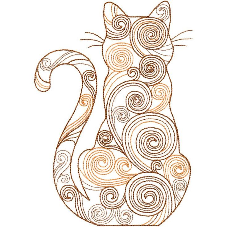 a drawing of a cat with swirls on it