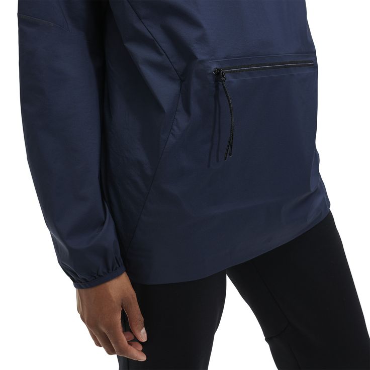 Whether you're running hard or traveling light, this fully-windproof and water-resistant jacket folds away easily into its own front pocket. Action, packed. Made from 100% recycled polyamide, this jacket is designed to keep you out there, whatever the weather. Specifically woven for protection against cold winds and light rain. So you can skip the extra layers on those chilly winter days. Ripstop fabric is known for being super lightweight and durable. Interwoven in a tight crosshatch pattern, i Versatile Half-zip Outdoor Outerwear, Recycled Polyester Techwear Windbreaker For Outdoor, Technical Nylon Windbreaker With Pockets, Techwear Windbreaker For Outdoor Activities, Waterproof Nylon Track Jacket For Outdoor Activities, Waterproof Nylon Track Jacket For Hiking, Waterproof Techwear Windbreaker In Recycled Polyester, Waterproof Techwear Windbreaker With Recycled Polyester, Sporty Weatherproof Windbreaker For Travel