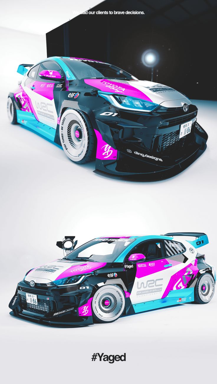 Toyota Yaris GR car in white photo studio Wrap Design Car, Jdm Livery, Indian Larry Motorcycles, Toyota Yaris Gr, Car Livery, Rocket Bunny, Car Ramps, Car Wraps, Racing Car Design