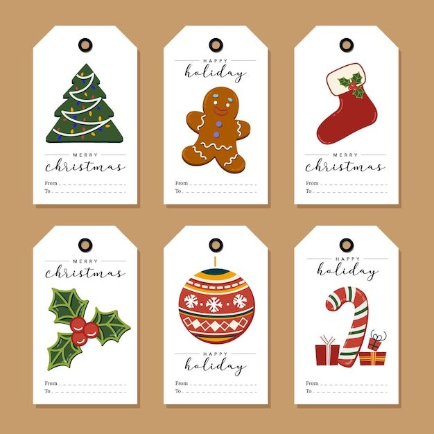 four christmas gift tags with different designs and decorations on the top one is for holiday