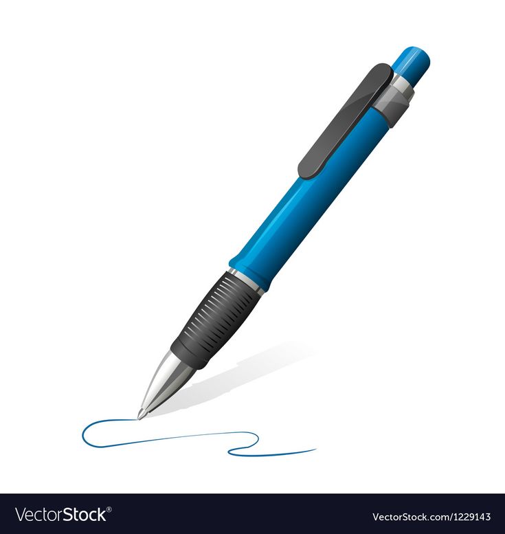 a blue and black pen on a white background