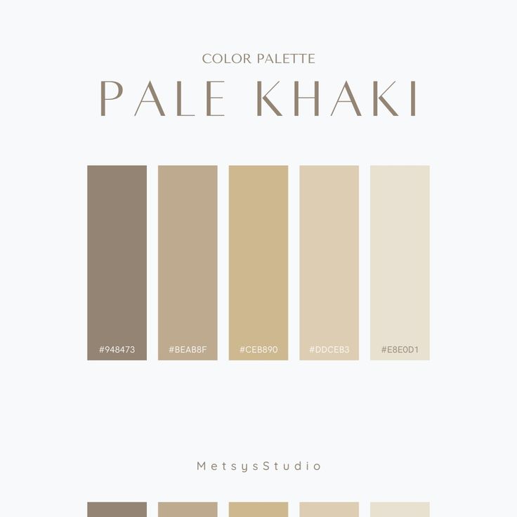 the color palette for pale khaki is shown in shades of brown, beige and white