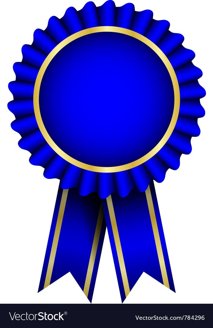 a blue award ribbon with gold trimmings and a blank space for your text