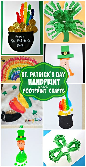 st patrick's day handprint foot print crafts