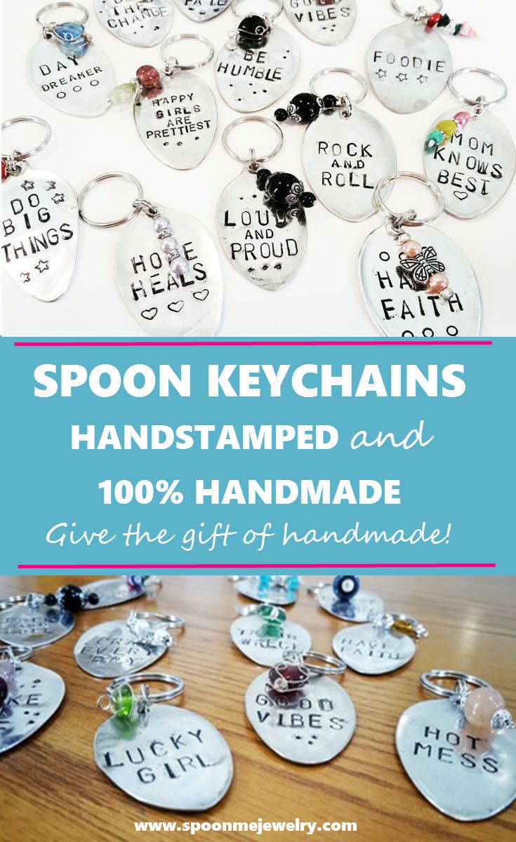 spoon key chains hand stamped and 100 % handmade give the gift of handmade