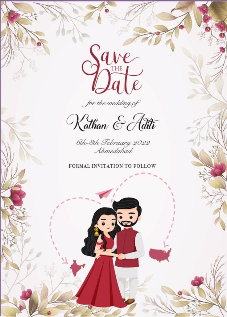 Custom Save the Date E-vite Couples Indian We Wedding Invite Illustration, Wedding Card Writing, Invite Illustration, Digital Wedding Card, Indian Wedding Invite, Groom Cartoon, Wedding Illustration Card, Couple Illustration Wedding, Simple Wedding Cards