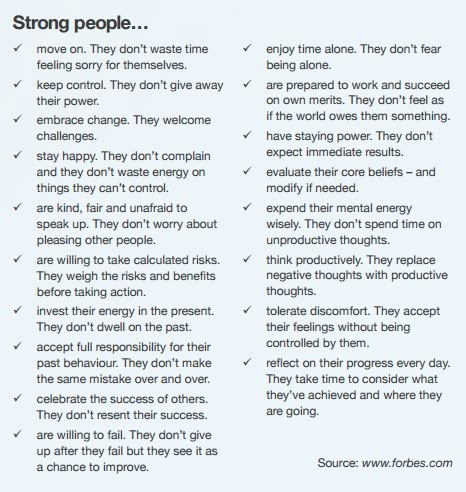 an article in the paper that says strong people