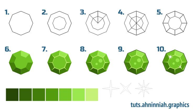 step by step instructions on how to draw an origami hexagonal object