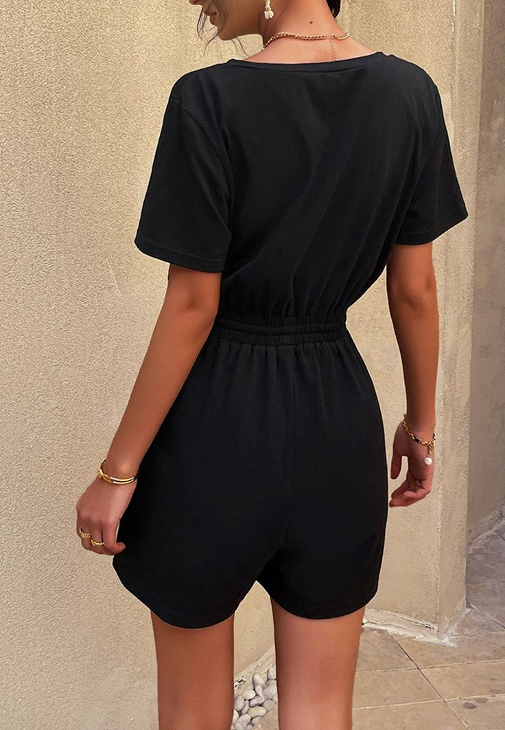 The EMES SHOP romper is detailed with a classic solid color. Features a round neck line. short sleeves. henley design. tie waist. and regular fit. Pair it with a cap and sneakers for a laidback look.MATERIAL:55% Cotton 30% Polyester 5% ElastaneMEASUREMENTS: Product Length 31.5"-34"in 4-6-Small | Waist: 25"-26.5"in | Chest: 33"-34.5"in | Hips: 33.5"-35"in 6-8-Medium | Waist: 26.5"-28"in | Chest: 34.5"-36"in | Hips: 35"-36.5"in 8-10-Large | Waist: 28"-29.5"in | Chest: 36"-37.5"in | Hips: 36.5"-38" Casual Short Sleeve Jumpsuits And Rompers With Relaxed Fit, Casual Jumpsuits And Rompers With Short Sleeve, Relaxed Fit, Casual Short Sleeve Relaxed Fit Jumpsuits And Rompers, Casual Short Sleeve Jumpsuits And Rompers For Loungewear, Solid Color Short Sleeve Relaxed Fit Jumpsuits And Rompers, Casual Short Sleeve Jumpsuits And Rompers, Relaxed Fit Solid Jumpsuits And Rompers With Short Sleeves, Relaxed Fit Short Sleeve Jumpsuits And Rompers, Casual Short Sleeve Solid Color Jumpsuits And Rompers