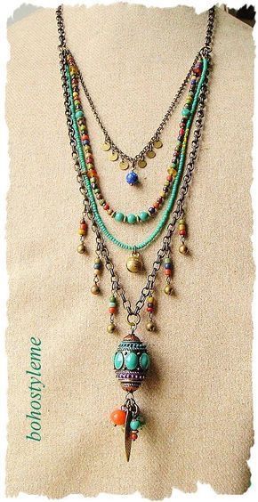 Bohemian Beaded Jewelry, Collar Hippie, Boho Mode, Jewelry Colorful, Boho Style Jewelry, Unusual Jewelry, Necklace Ideas, Bohemian Necklace, Hippie Jewelry