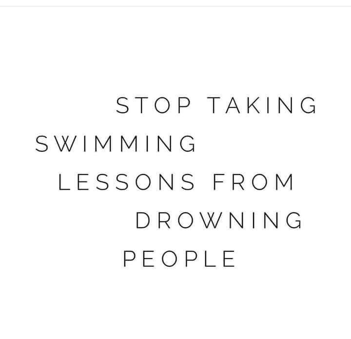 the words stop taking swimming lessons from drawing people