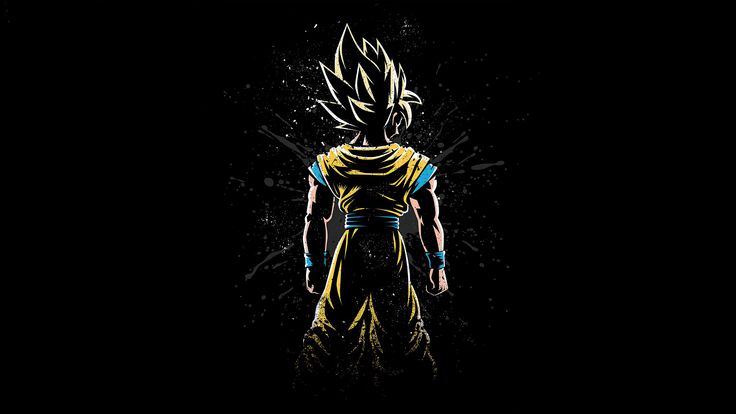 the dragon ball gohan wallpaper is shown in black and yellow colors, as well as