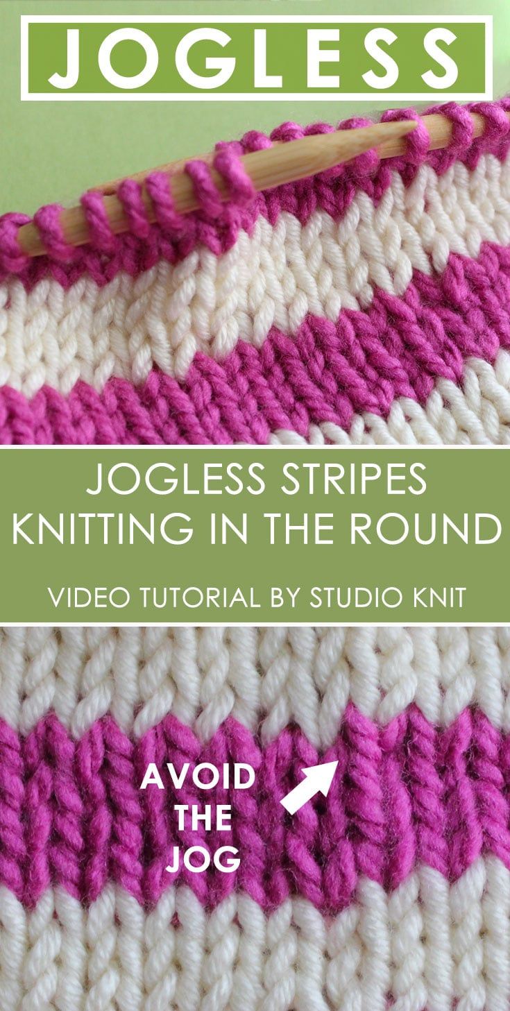 a crocheted blanket with text that reads joggles stripes knitting in the round