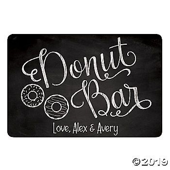 a chalkboard sign that says donut and bagel love, alex & avery