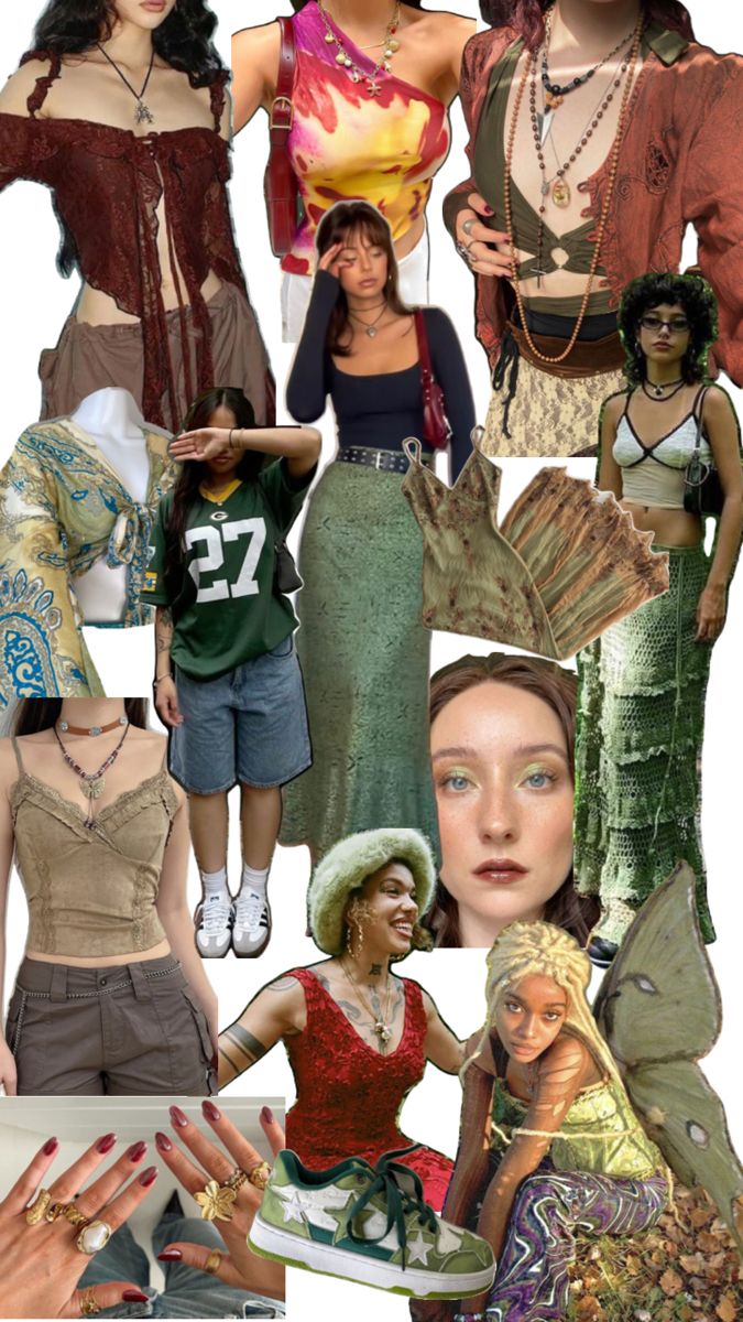 a collage of women in different outfits