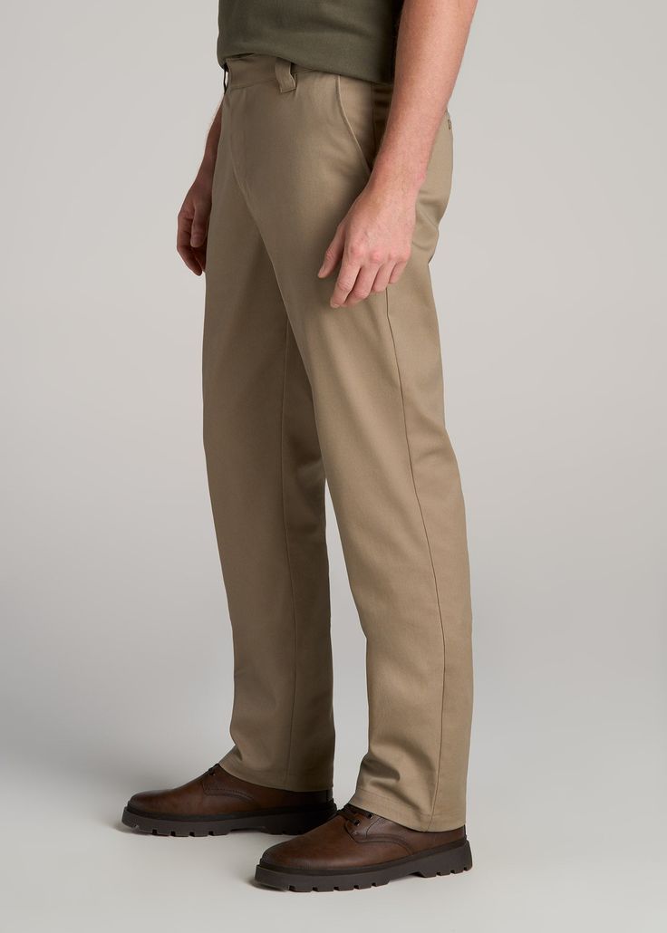 About Our LJ Stretch Twill Work Pants for Tall Men We know how hard it is to find long inseam pants, especially ones with style. That’s why we’ve created these pants for tall men. They’re tailored specifically for guys from 6’3 to 7’1, so they have an extra-long inseam for extra-long legs. Perfect for wearing from the office to the workshop, these men’s tall pants are elevated yet functional. They’re made with a durable tri-blend that’s infused with stretch and naturally wrinkle-resistant. The t Fitted Khaki Cargo Pants With Welt Pockets, Fitted Khaki Work Pants With Belt Loops, Straight Fit Tapered Leg Pants, Solid Straight Fit Tapered Leg Pants, Straight Pants With Welt Pockets, Fitted Classic Cargo Pants, Classic Fitted Cargo Pants, Fitted Full Length Cargo Pants For Work, Tailored Solid Chinos With Straight Leg