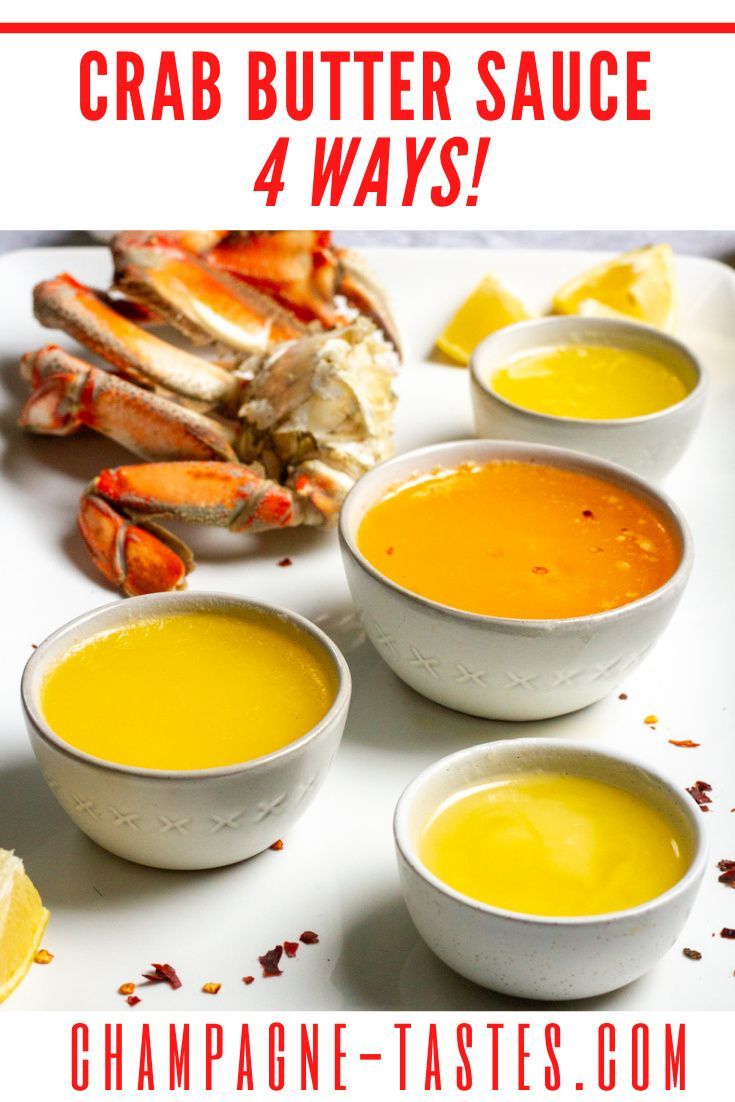 crab butter sauce 4 ways with text overlay