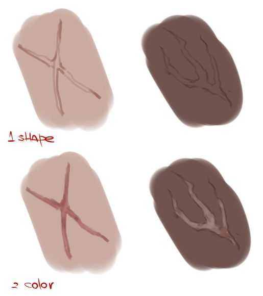 four different types of hair are shown in this drawing style, and each one has an x on it's left side