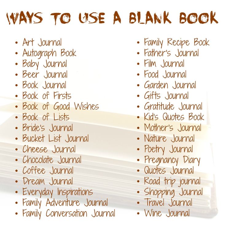 a list of ways to use a blank book with pictures on it and the title below