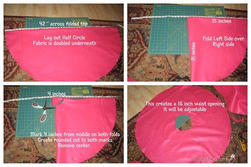 instructions for how to sew an umbrella on the floor with pink fabric and scissors