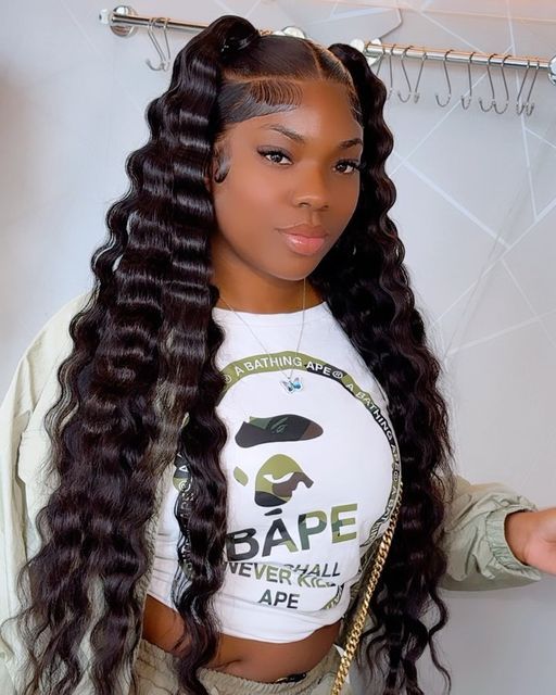 Doll face😍 Wig install styled w/ crimps ✨✨  *********************************************************** | Instagram Wig Crimped, Frontal Hairstyles Crimps, Wig Hairstyles With Crimps, Crimps Wig, Quick Weave With Crimps, Crimps With Bangs, Wig Crimps, Lace Front Hairstyles Crimps, Long Wig With Crimps